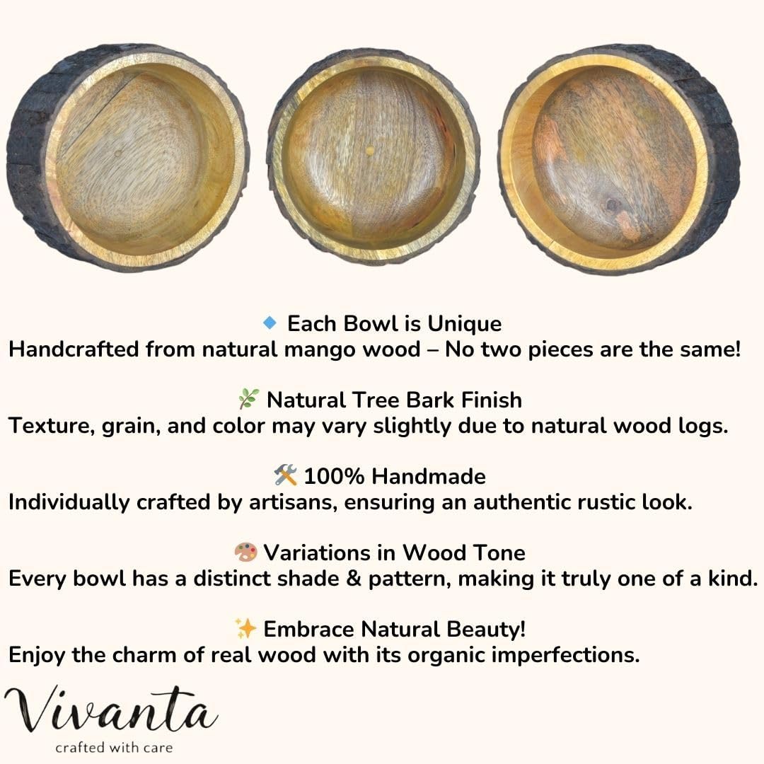 Handcrafted Mango Wood Decorative Bowl / 7 x 3 / Natural