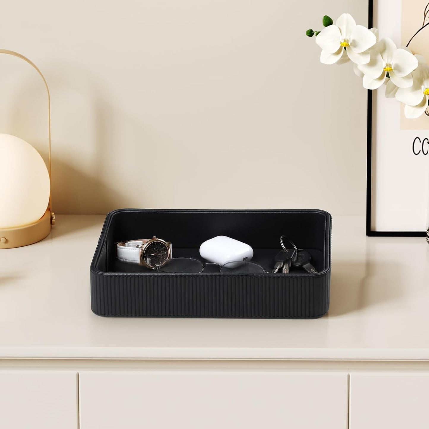 Modern Nightstand Organizer Bedside Desktop Storage for Womens and Men / Black