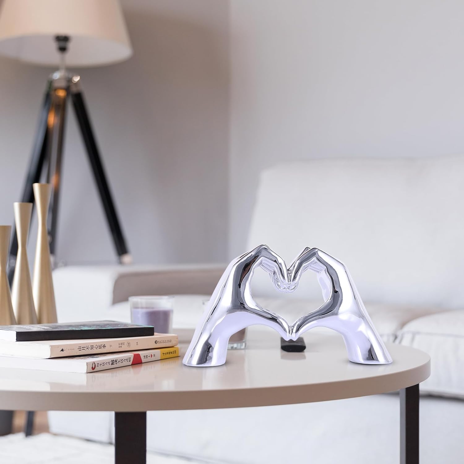 Love Centerpieces Aesthetic Statue and Sculpture Living Room Bedroom Bookshelf Coffe / Shiny Silver