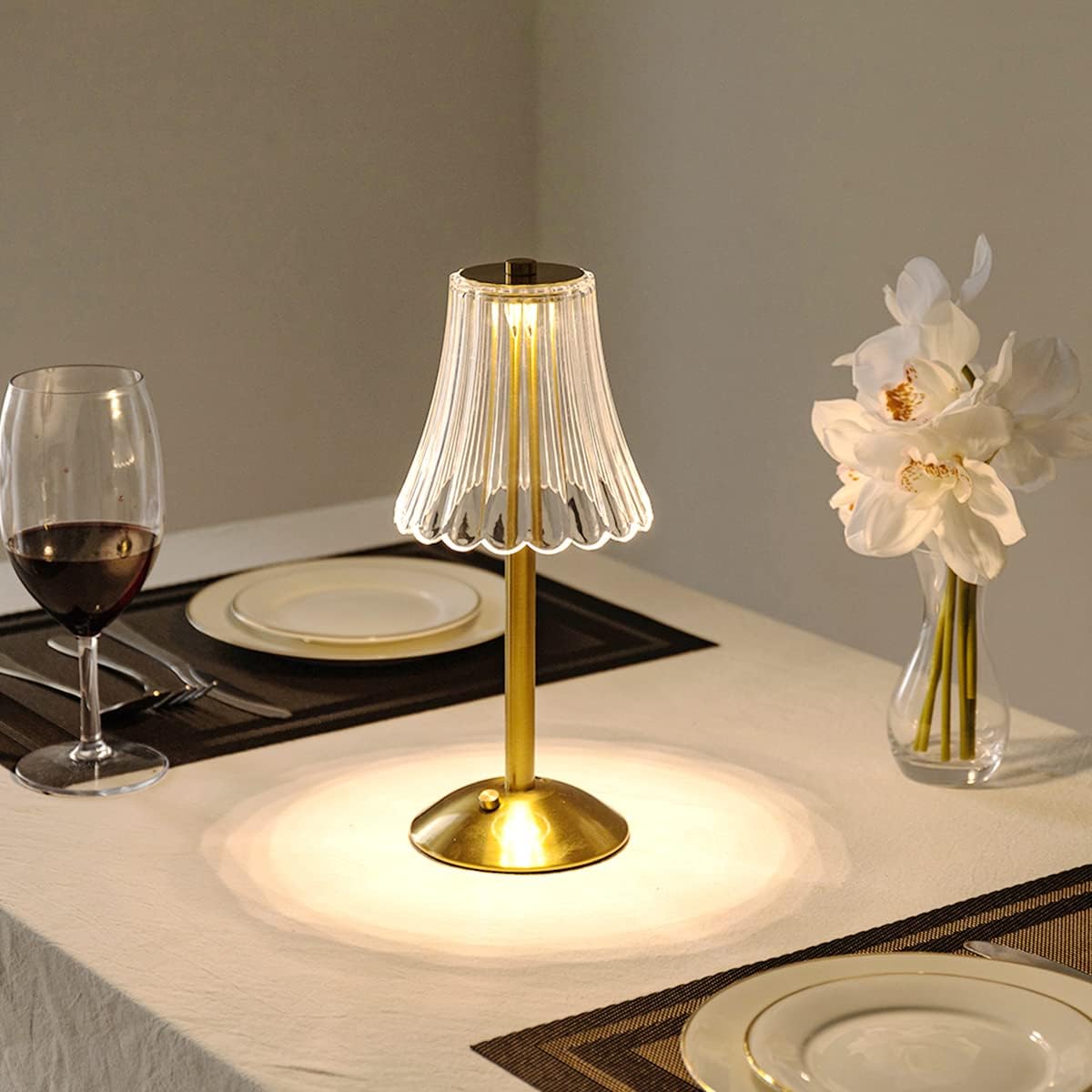 HEQET Cordless Table Lamps for Home,Table,Dining Room, Gold Rechargeable Lamps, USB Charge 12'' Tall LED Brass Portable