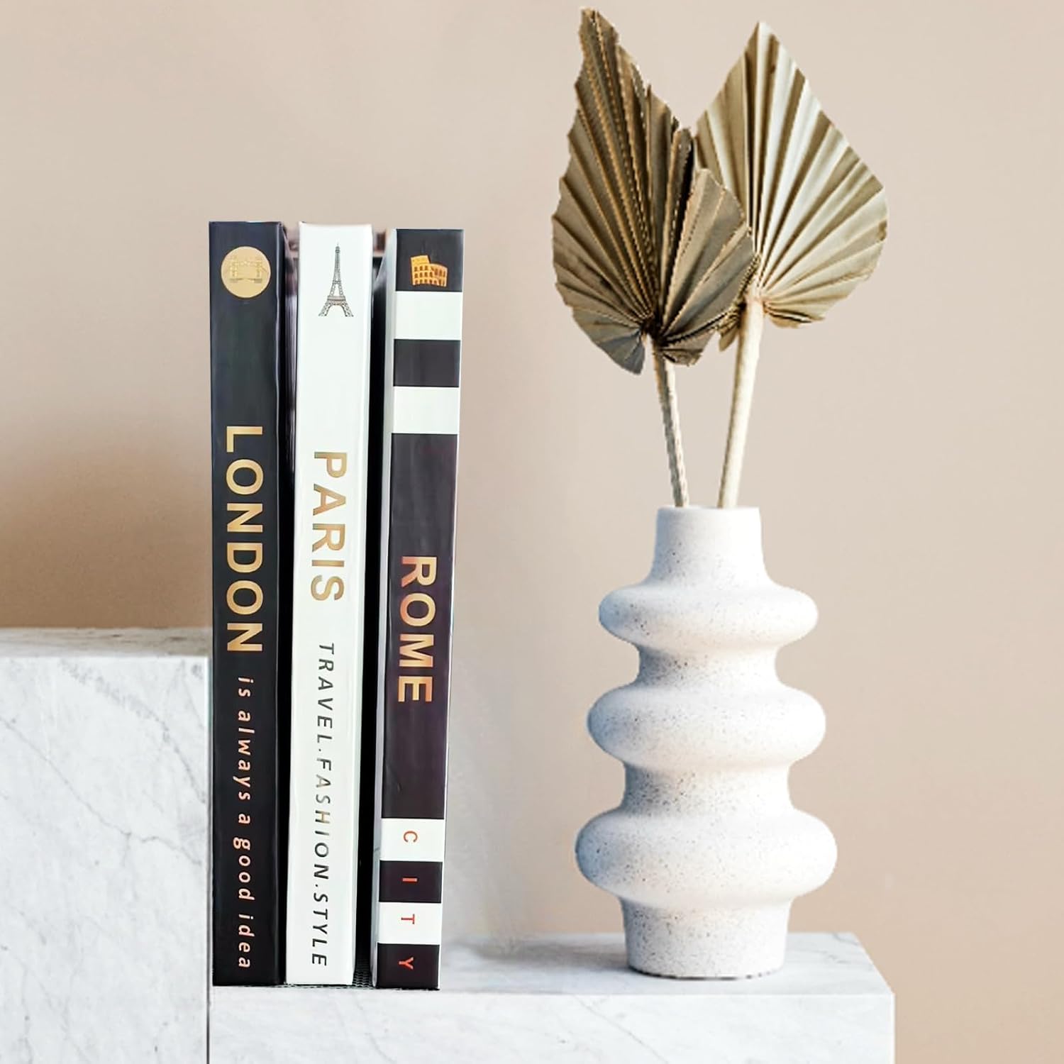 Hardcover Modern Decorative Books Stacked Decorations Decor Books / Rome/paris/london / Set of 3