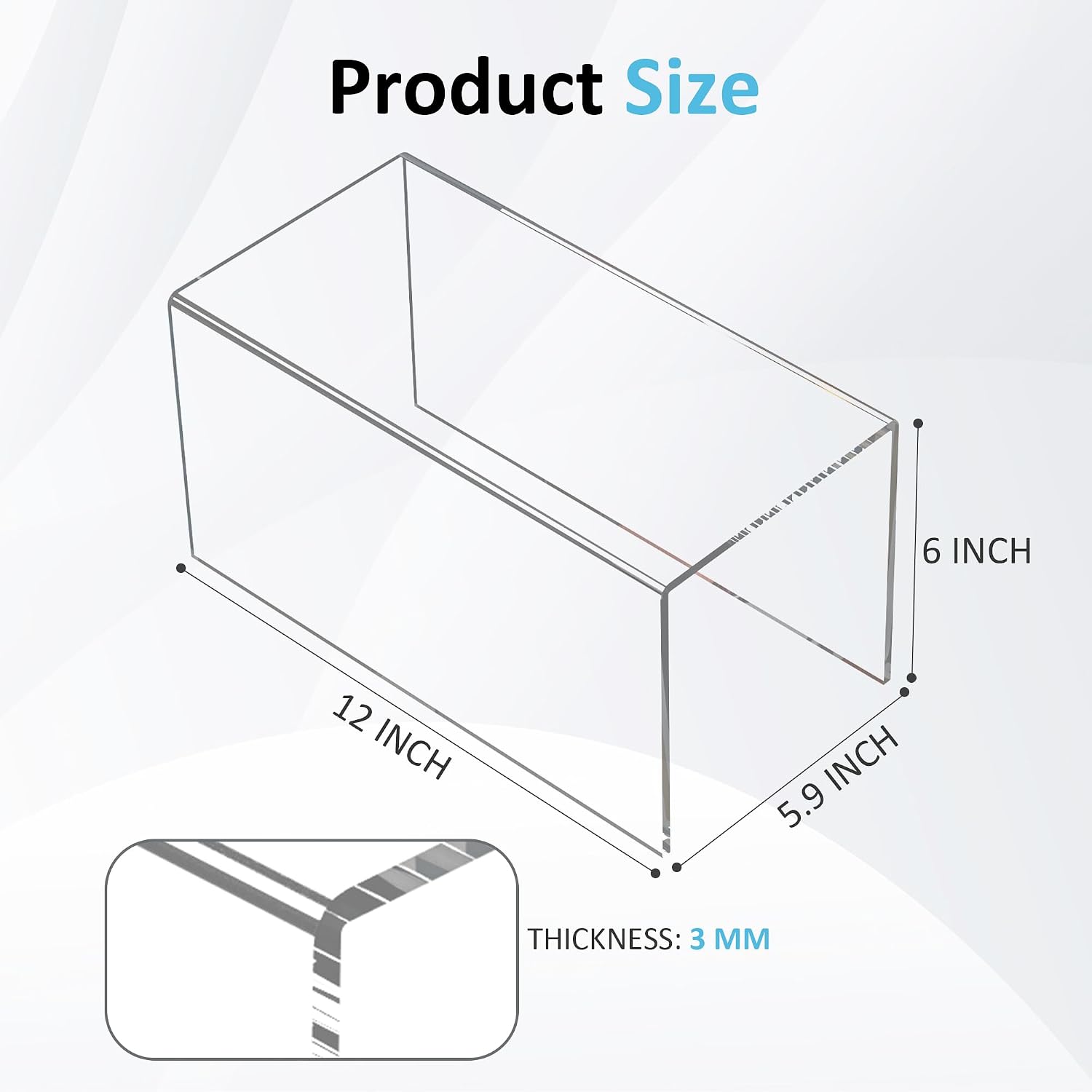 Sezanrpt Acrylic Shelf Riser 12x5.9x6 pack of 2, Large Acrylic Risers for Desserts, Cupcake, Toys, Collectibles