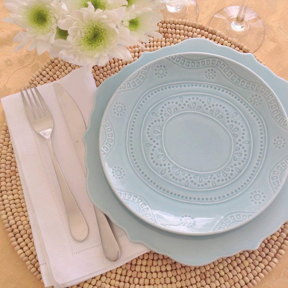 White Linen Hem Stitch Dinner Napkins - Set of 6 20"x20"-Ladder hemstitch 100% Linen Cloth Napkins