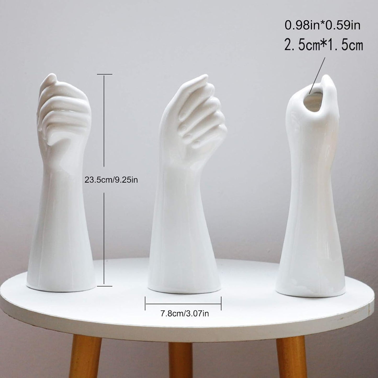 Modern Art Ceramic Flower Vase Hand Holding Plants Flower Container / White / 9 Inch