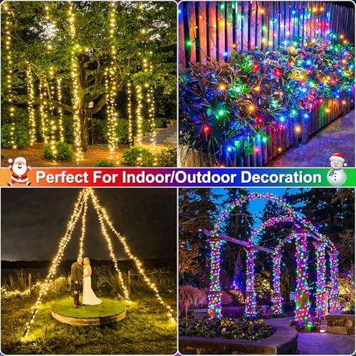 2 Pack Christmas Lights Outdoor, Total 200FT 600 LED Christmas Tree Lights