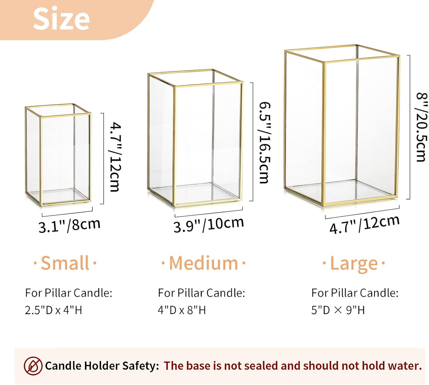 NUPTIO Hurricane Candle Holder Centerpieces: 6 Pcs Glass Candles Lantern | Gold Lantern with Metal Frame Modern Pillar