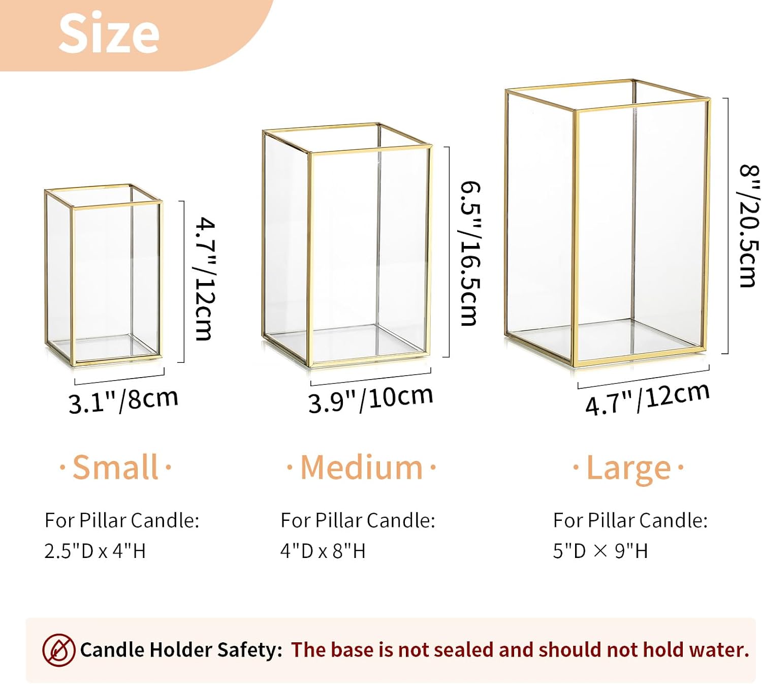 NUPTIO Hurricane Candle Holder Centerpieces: 6 Pcs Glass Candles Lantern | Gold Lantern with Metal Frame Modern Pillar
