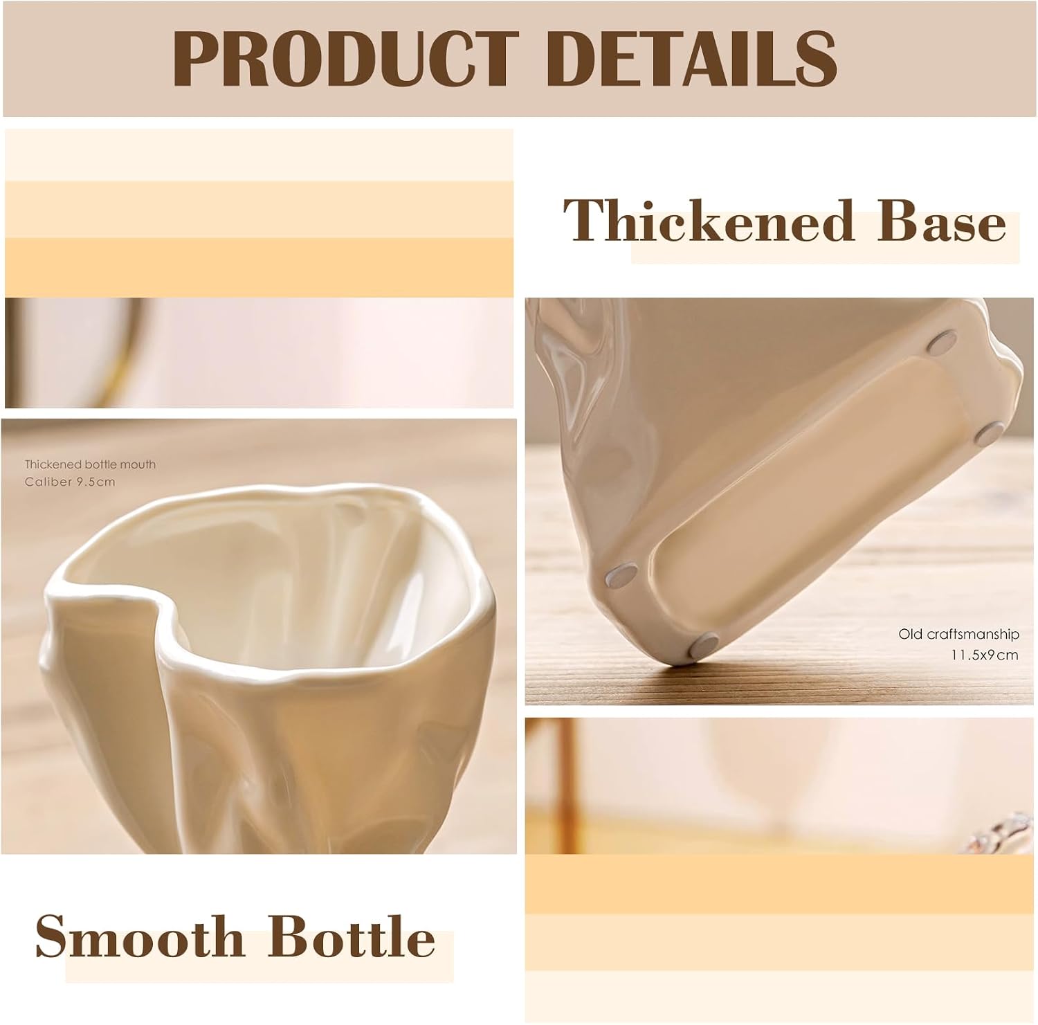 Irregular Flower Vase Modern Art Decorative Vase for Flowers / Cream Ceramic / Small / 6 Inch