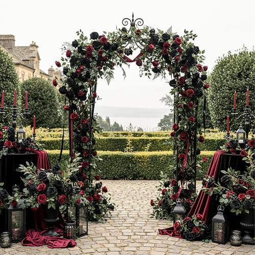 Auihiay 104PCS Black Roses, Faux Roses, Artificial Flowers Roses
