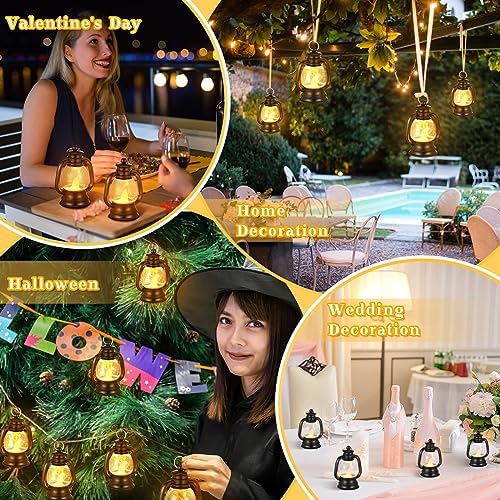 Ferraycle 48 Pcs Mini Lanterns Bulk 4 Inch Black Lamp Table Centerpieces