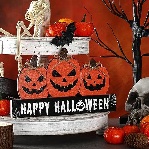 Happy Fall and Halloween Wooden Pumpkin Sign Office Home Decor