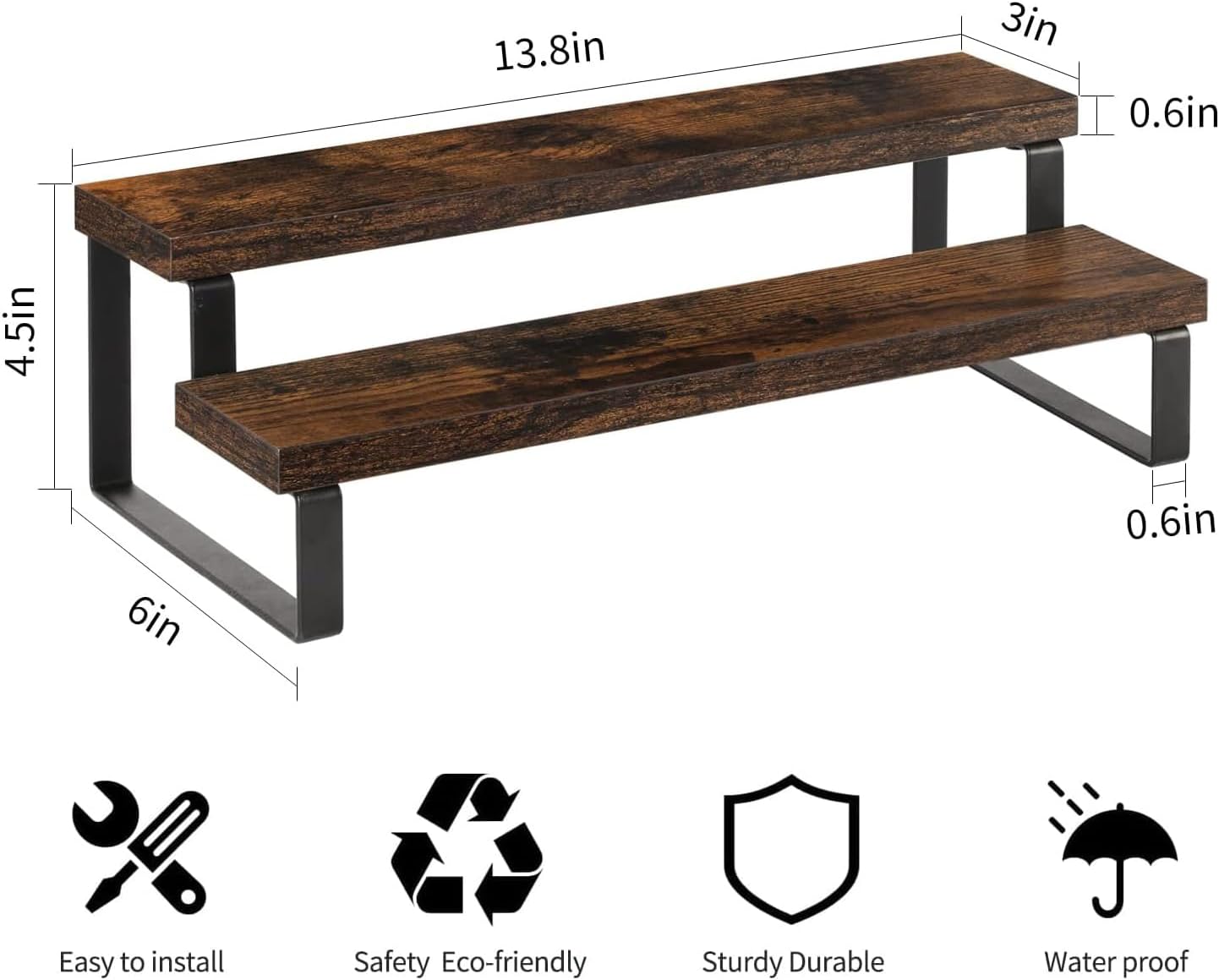 Wooden Display Riser Stand / 2 Tier, ,brown / Set of 2