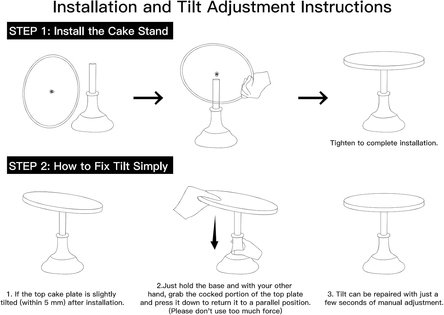 HBlife 3 PCS Gold Cake Stand Set (8"/10"/12" Cake Plate), Metal | Interchangeable Bases&Plates, Dessert Table Display