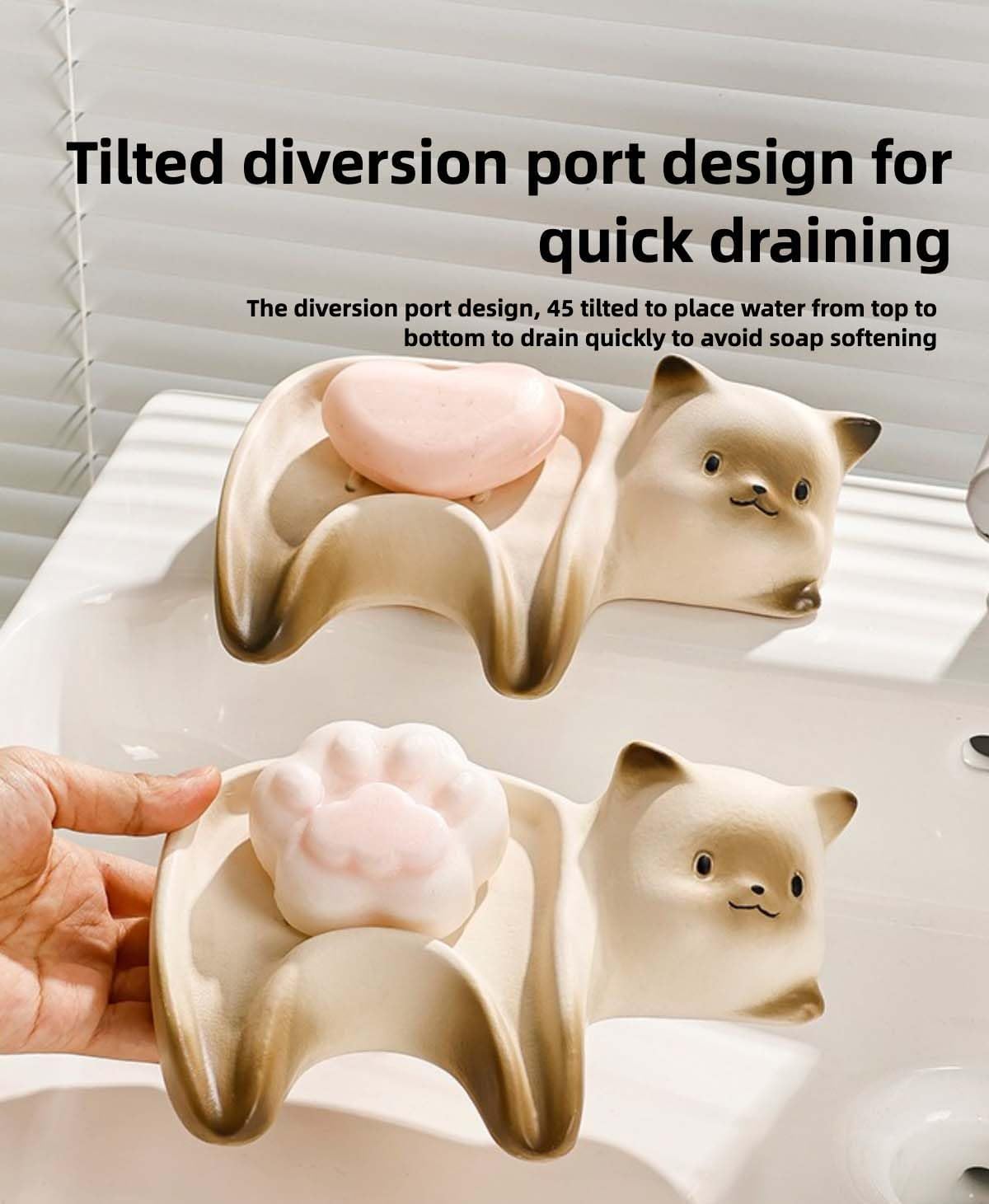 Ceramic Drainable Bathroom Organizer High-End Decorative Holder / 1pc