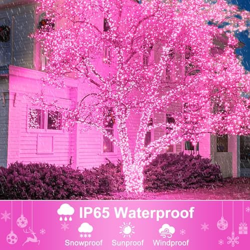 2 Pack Christmas Lights Outdoor, Total 200FT 600 LED Christmas Tree Lights