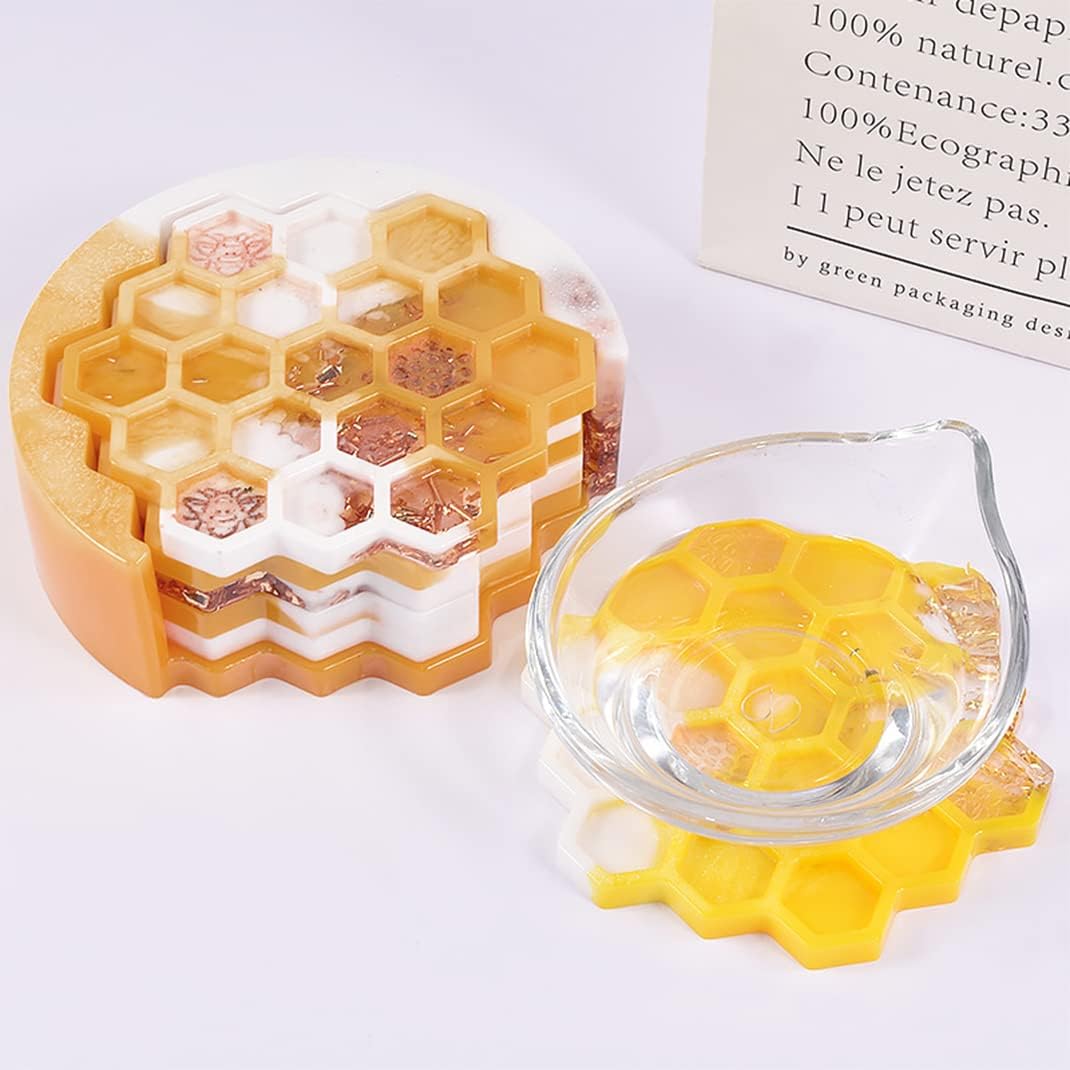 5-Piece Honeycomb Coaster UV Resin Molds / Honeycomb Coaster Mold