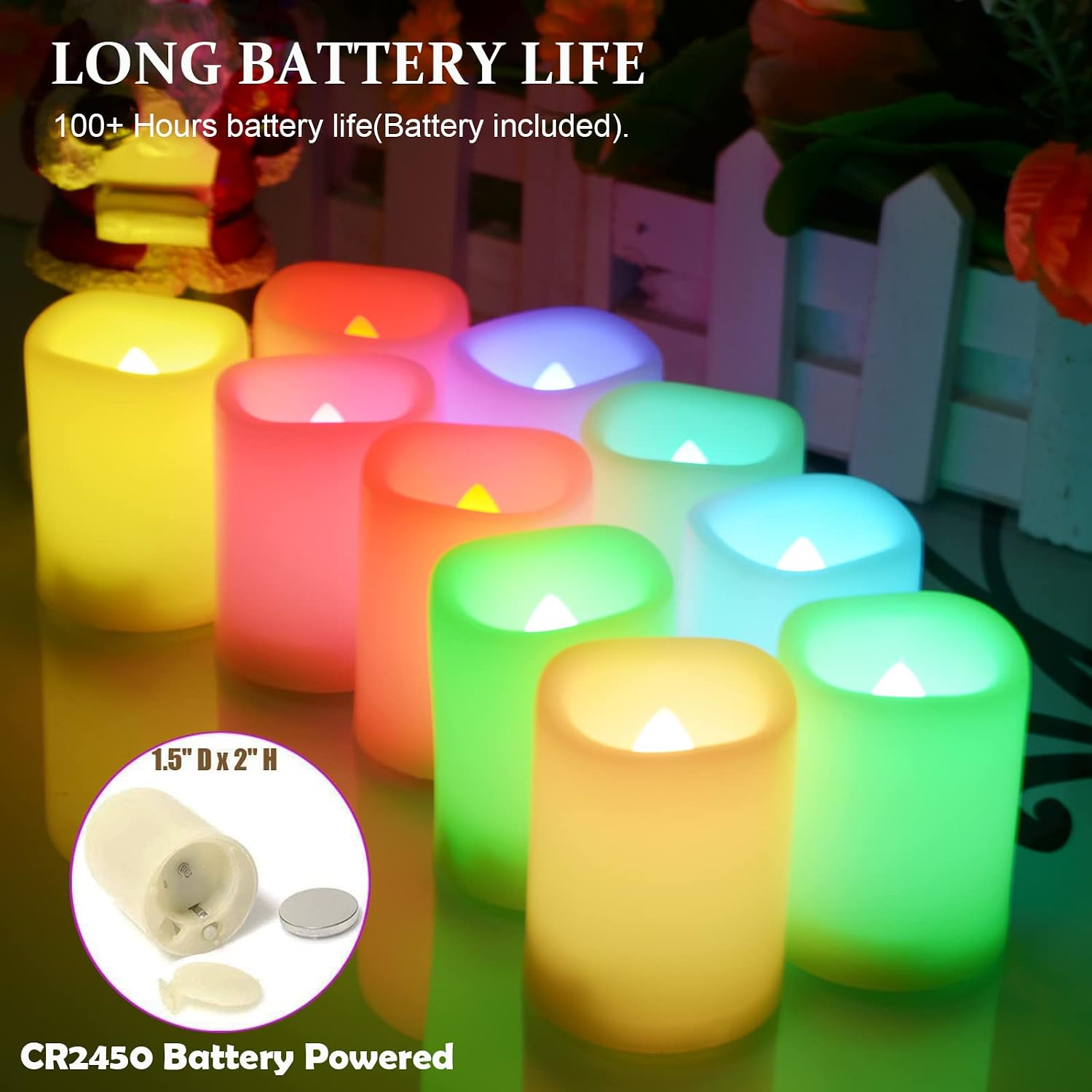 Multi Color Changing Votive Flameless Candles with Remote and Timer - Battery Operated Led Tea Light Candles，Set of 10