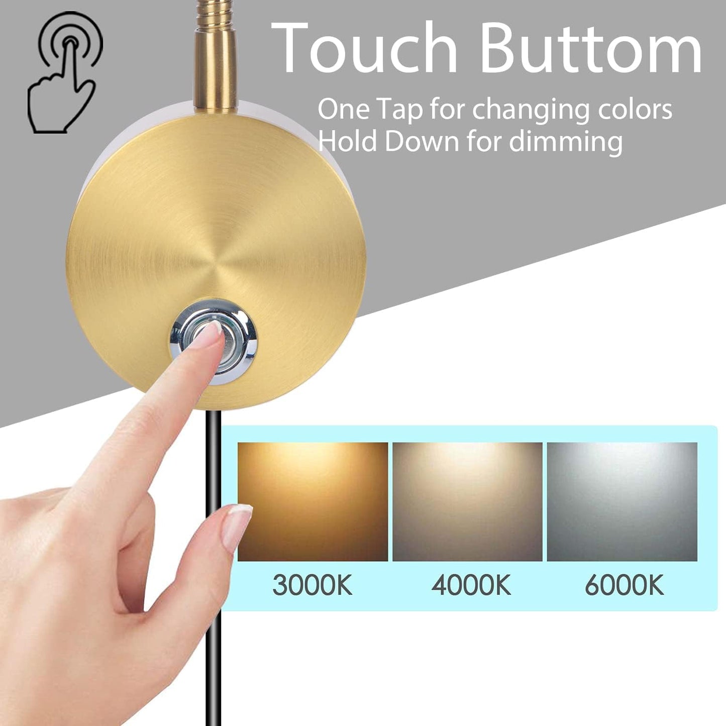 Adust Bedside Reading Light, Bedroom Reading Lamp, 3W LED Touch Dimmable Brightness Minimalist Wall Headboard Reading