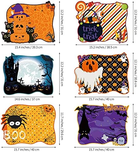 MCEAST 6 Pack Halloween Plastic Placemats Pumpkin Spider Ghost Table Mats