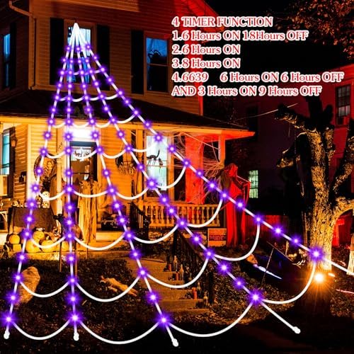 Halloween Decorations Outdoor Spider Web: Giant Light Up Spider Webs Decor