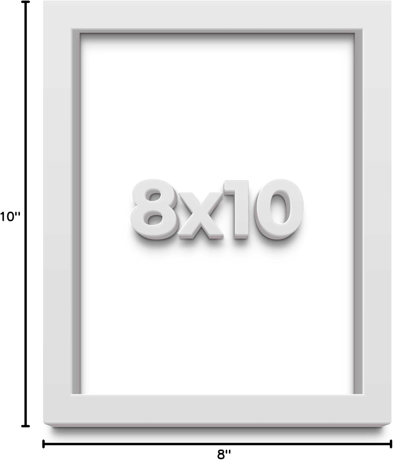 8x10 Shadow Box White Solid Pine Wood Picture Frame with Acid-Free Backing UV Acrylic & Hanging Hardware with 0.75"