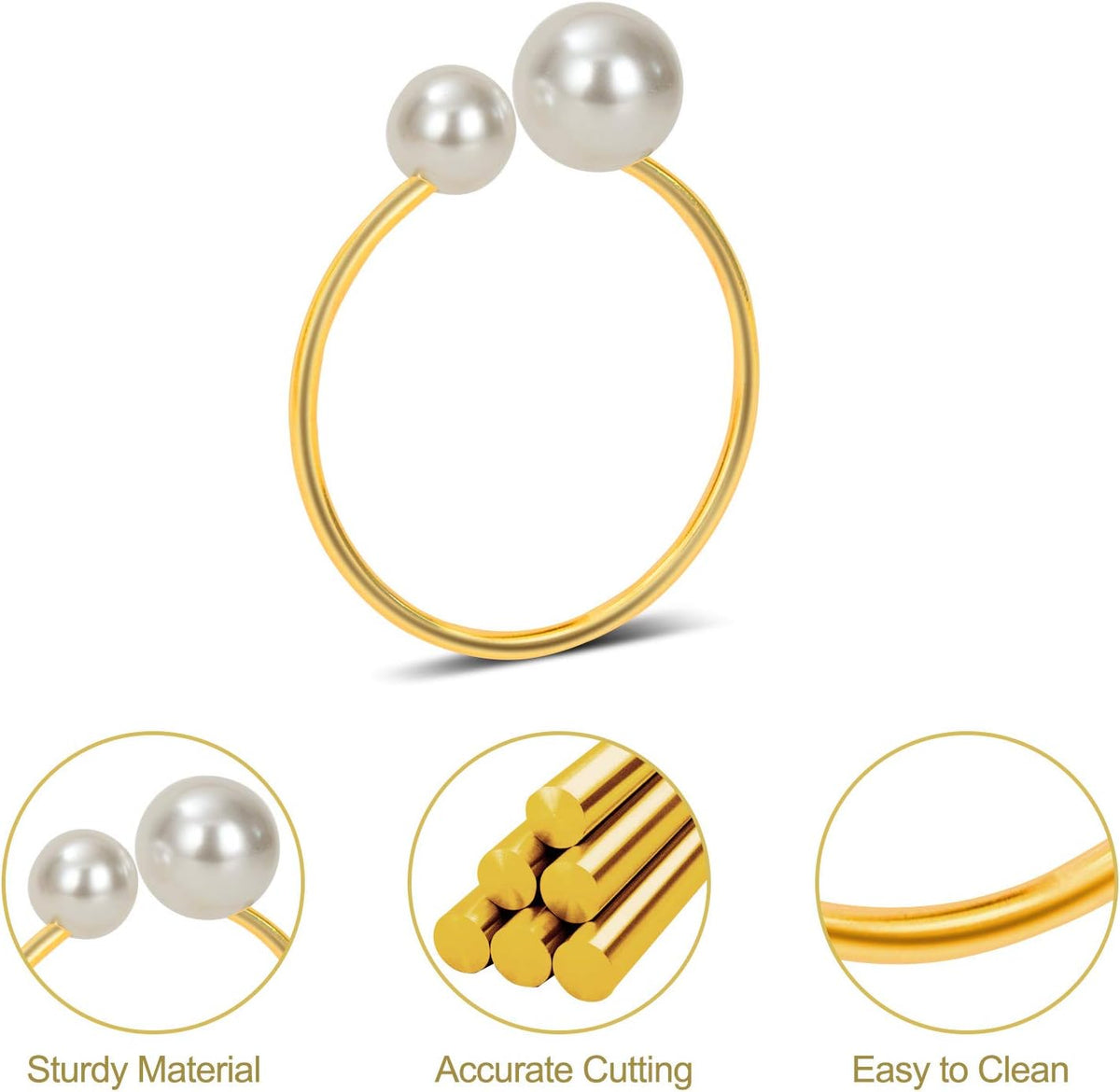 KPOSIYA Pearl Napkin Rings - Set of 100 Gold Napkin Holder Table Napkin Buckles for Dinning Table Setting Christmas