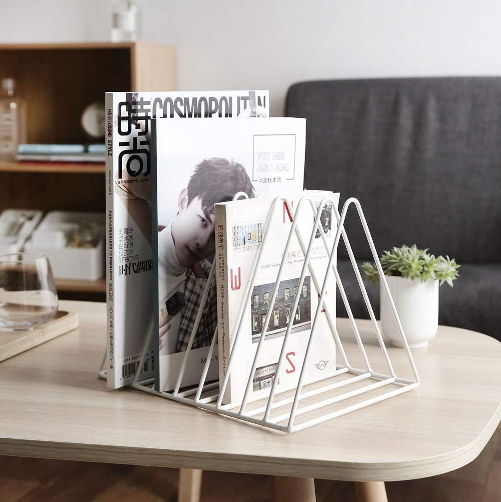 Sooyee 2 Pack 9 Slot White Magazine Holder, Desktop File Sorter Organizer Triangle Bookshelf Decor for Home Office