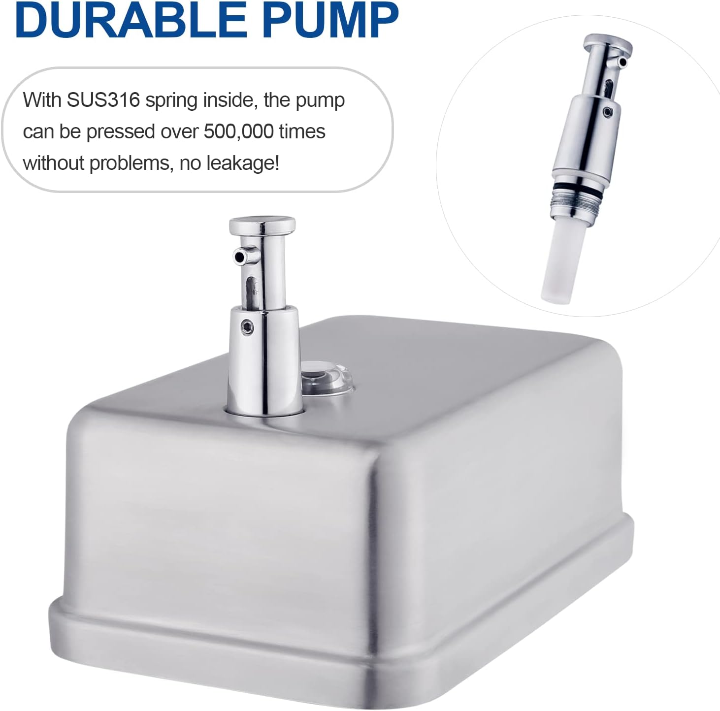 Commercial Soap Dispenser Wall Mount Stainless Steel, Vertical | Rust-Proof Lining and Anti-Leak Pump Liquid Hand