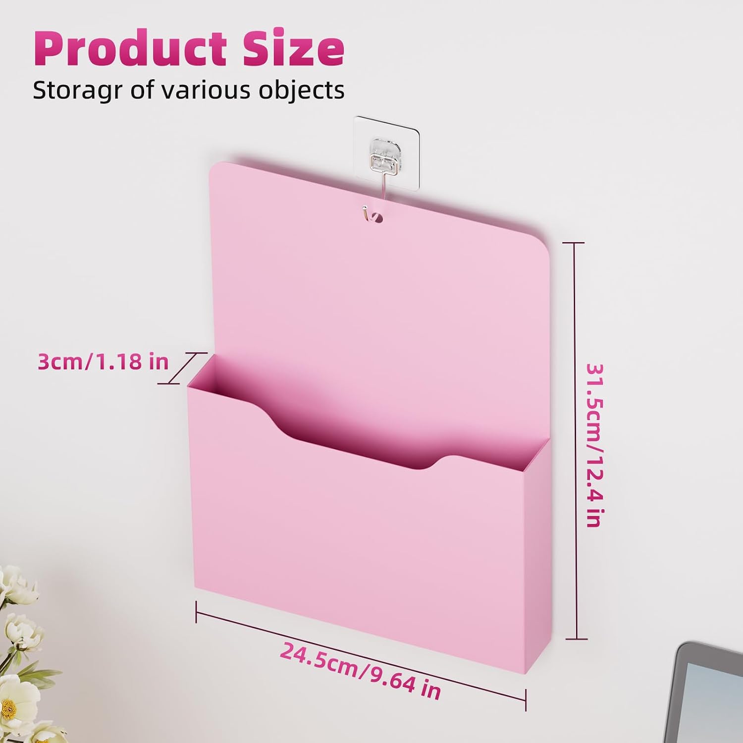 Marbrasse 2 Pack Magnetic File Holder - Paper Holder, Pocket Organizer,Hanging Wall File Organizer Office Supplies