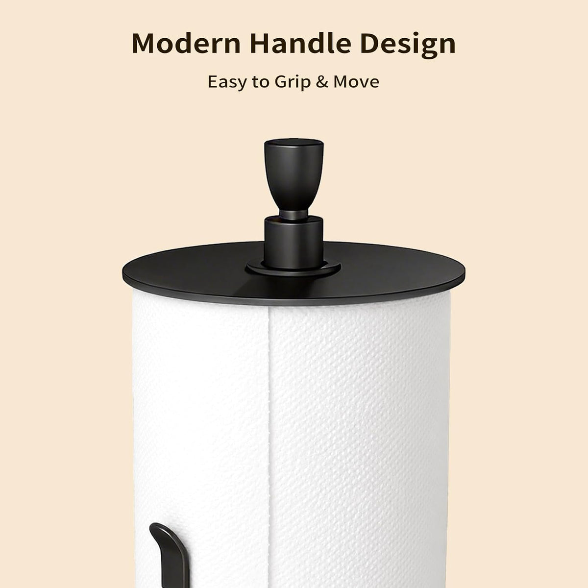 Heavy Duty Paper Towel Holder Countertop with Top Damping Disc Black | Easy One-Handed Tear, Weighted Base Non-Slip