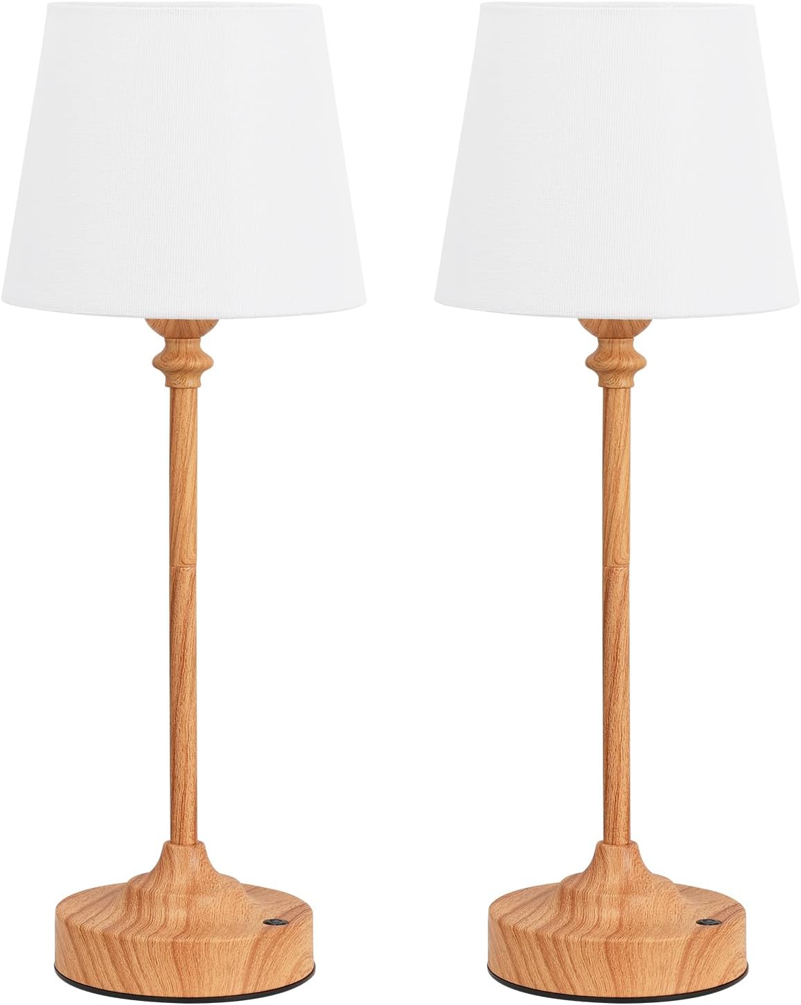 Kakanuo Cordless Table Lamps Rechargeable Set - 2 Pack Wooden 4000mAH Battery Operated Lamps for Decor, 3000K Stepless