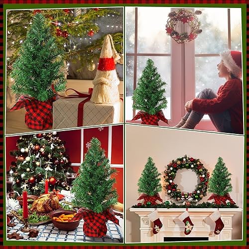 Ceenna 6 Pcs Mini Artificial Christmas Trees Tabletop Unlit,15.75 Inch