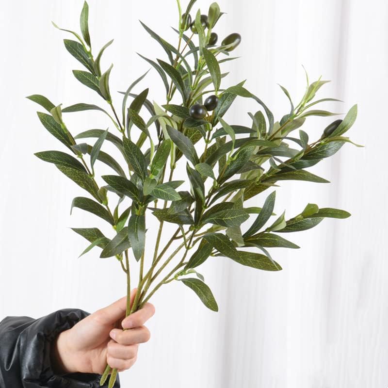 Artificial Olive Branches for Vases Faux Olive Branch Stems Leaves / 19 Inch / Set of 4