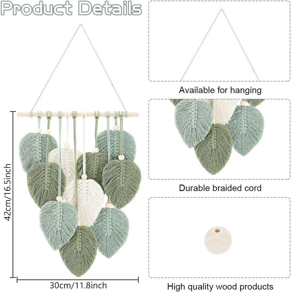 DIY Macrame Leaf Wall Hanging Beginners Macrame Kit Leaf Woven Tapestry Feather Wall Hanging DIY