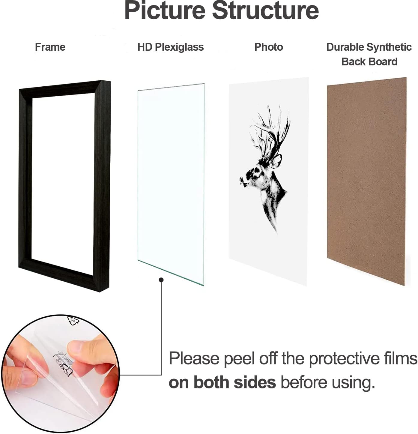 Yaetm Black 11x17 Picture Frames Set of 4, Solid Wood Poster Frame11x17, Wall Gallery 11 x 17 Black Wood Frames for