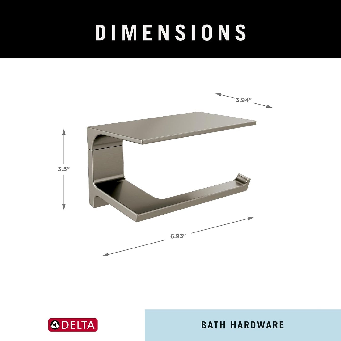 DELTA FAUCET 79956-SS Pivotal Wall Mounted Toilet Paper Holder with Shelf in Brilliance Stainless Steel