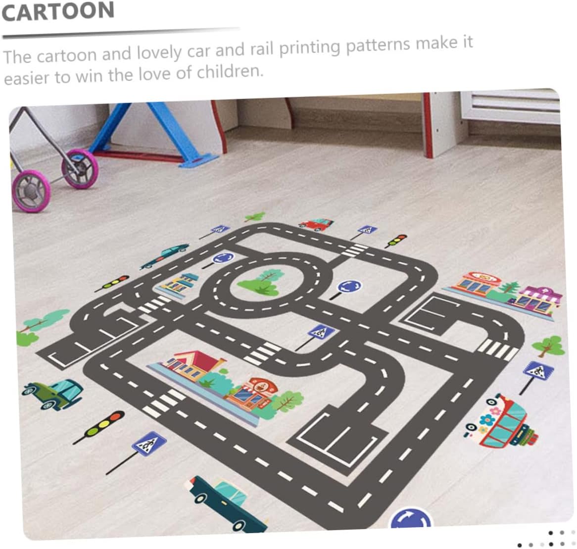 Kids Room Wall Stickers Traffic Light and Car Track Decals Peel and Stick Vinyl Wall Decor