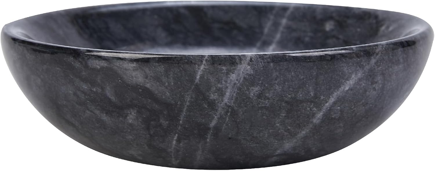 Small Natural Marble Decorative Bowl Key Holder / Black