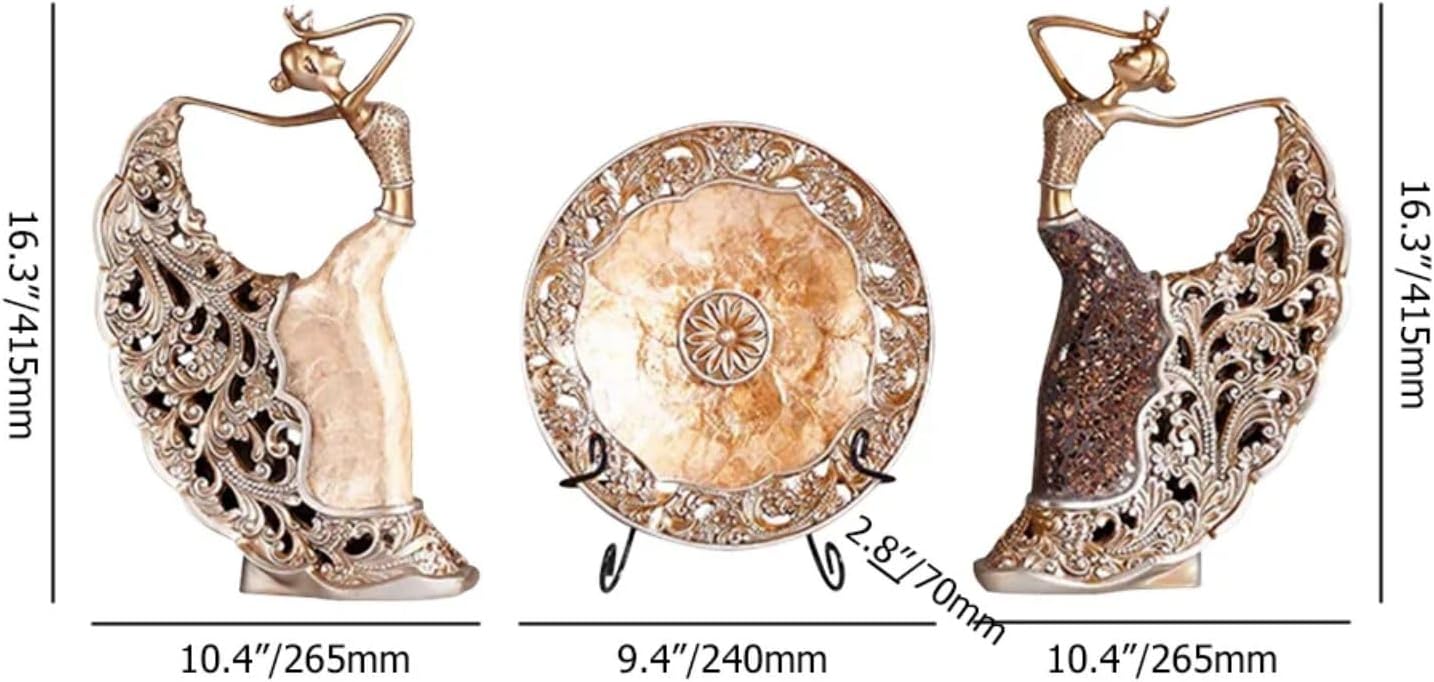 Vintage Figure Statue Set / Gold / Set of 3