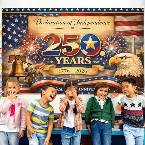 America 250 Anniversary Photo Backdrop Patriotic Banner 4th of July Fourth of July Party Decorations and Supplies for Home (43 X 71 Inch)