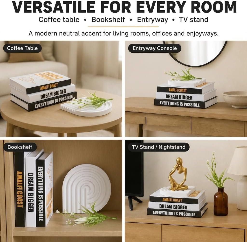 Decorative Faux Books / Black-white-white / Set of 3