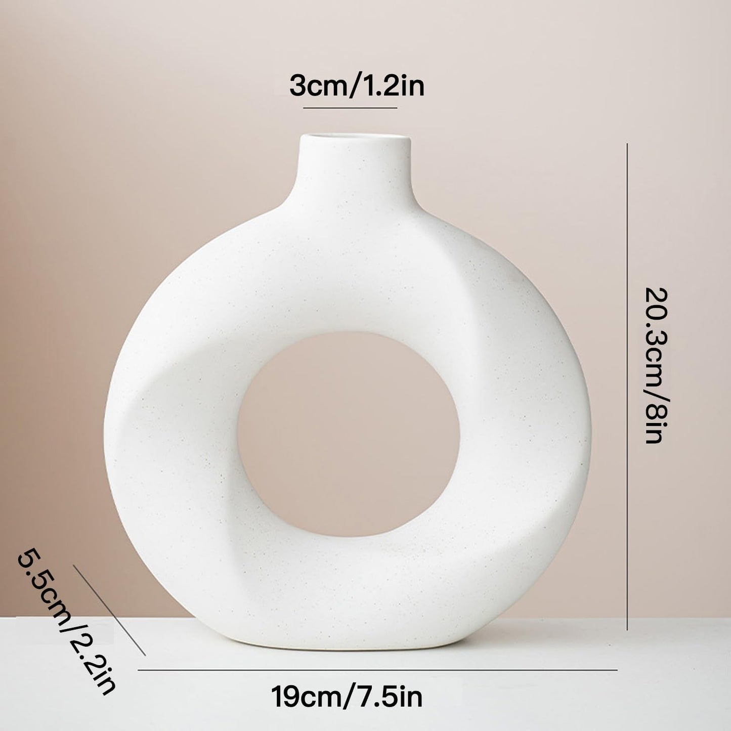 Donut Ceramic Vase / White / Set of 2