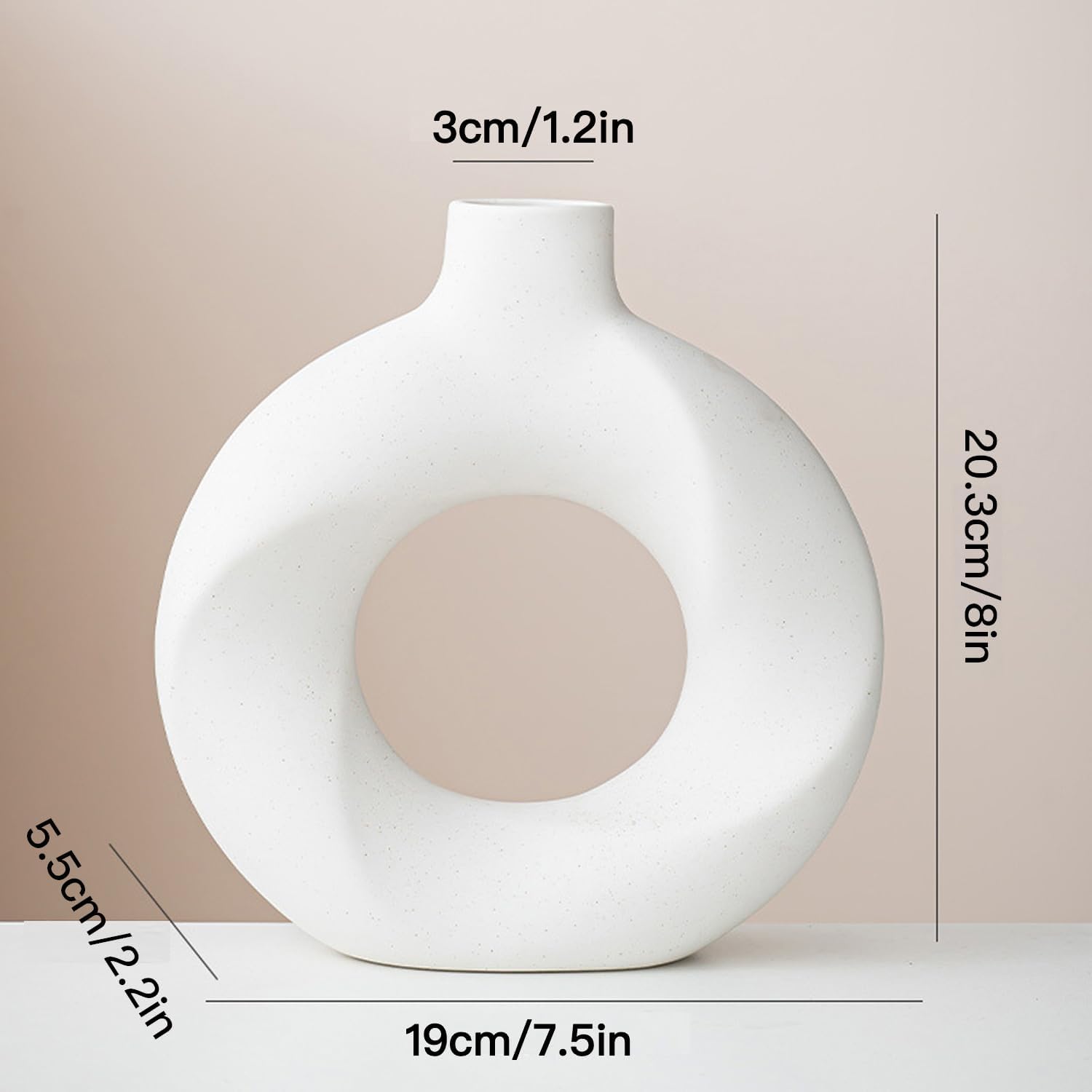 Donut Ceramic Vase / White / Set of 2
