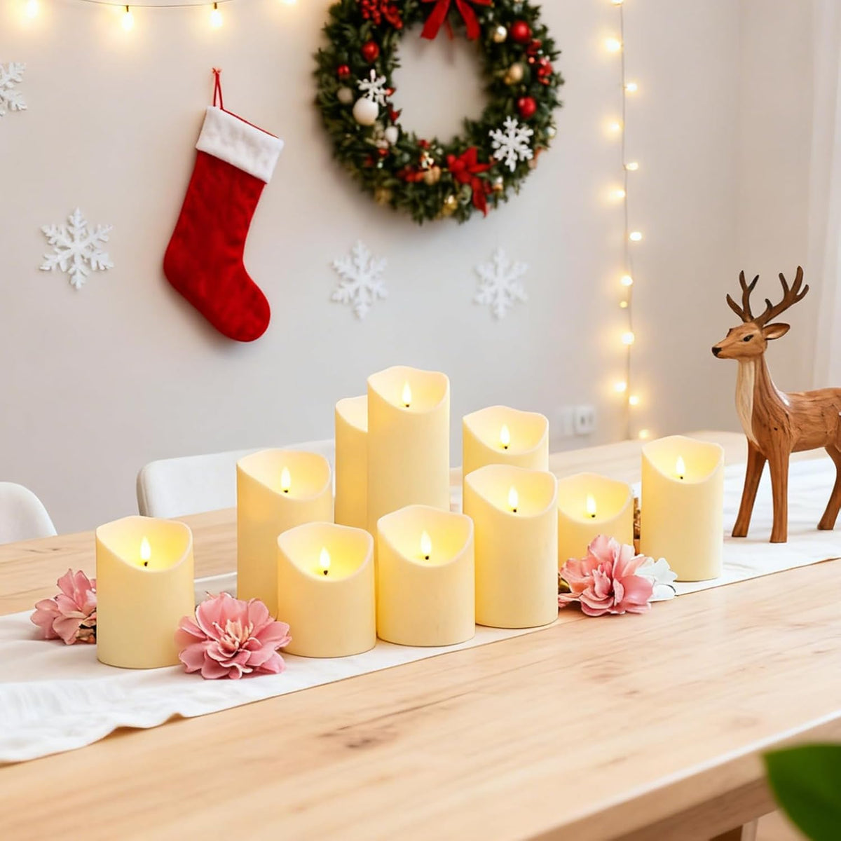 kakoya Flameless LED Candles Battery Operated with Remote and Timer,Flickering Electric Fake Plastic Pillar Candles Set