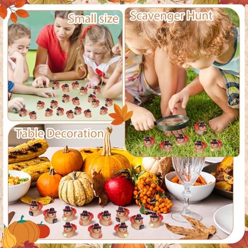 60 Pcs Thanksgiving Mini Resin Ducks, Tiny Turkey Ducks