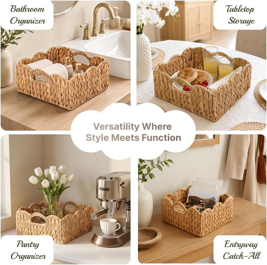 Scalloped Edge Wicker Basket