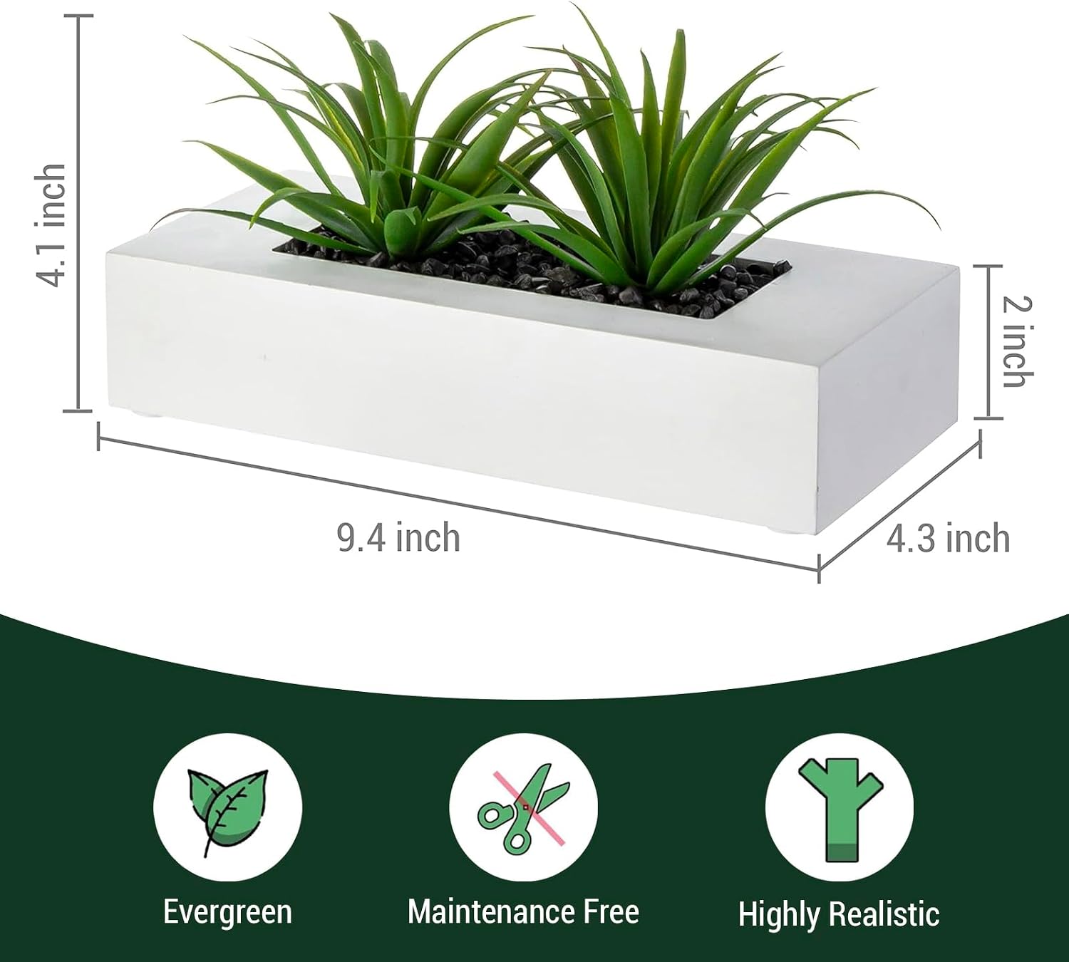 Faux Plants Indoor for Tabletop / White / 9.5 Inch / 10 Inch