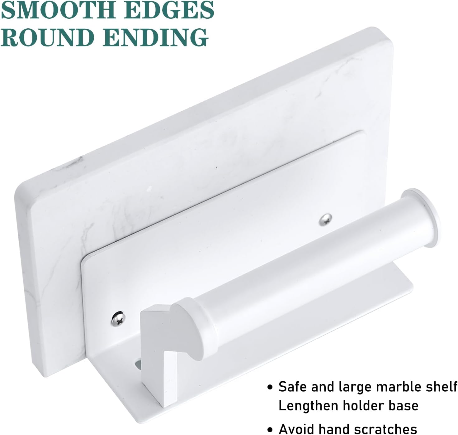 Hoimpro Toilet Paper Holder Wall Mounted, Marble Tissue Roll Rack | White | Natural Marble Shelf Hand Paper Roll