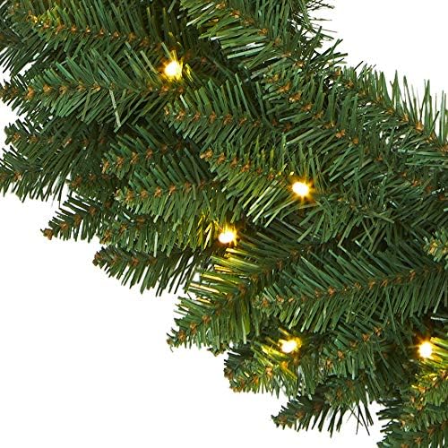 Nearly Natural 24 in Artificial Pine Wreath with 35 Clear LED Lights