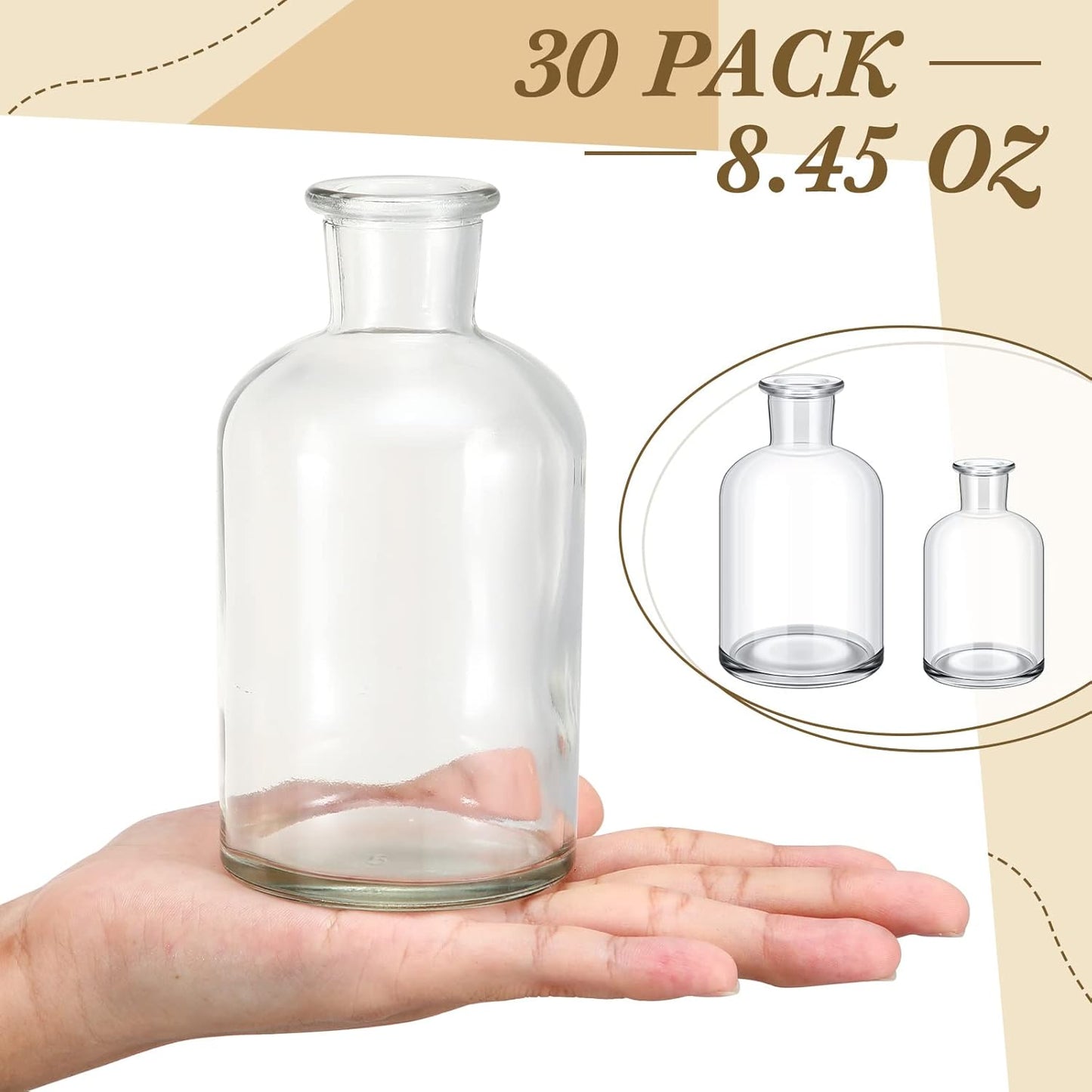Small Glass Bud Vases Bulk Mini Flower Vases for Centerpieces / 4.9 Inches / Transparent / Set of 30